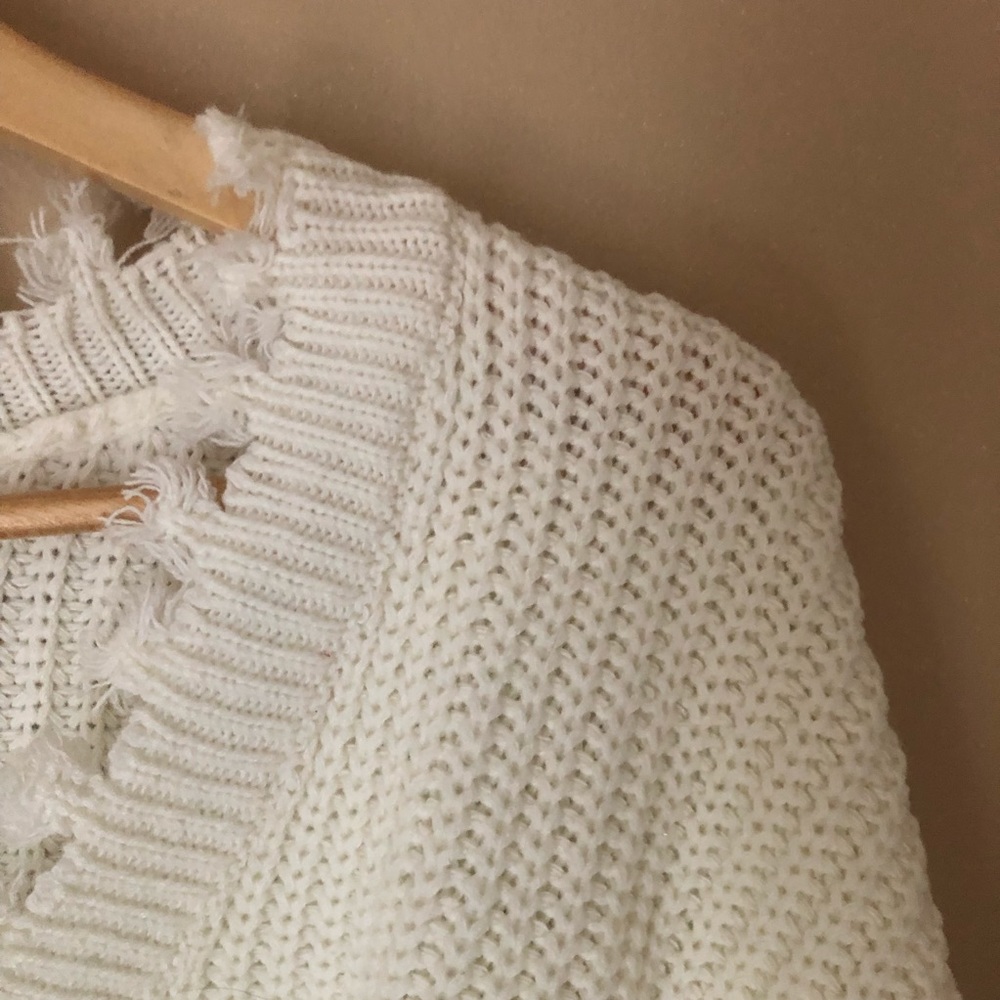 Frayed Ivory Sweater - Picture 3 of 6